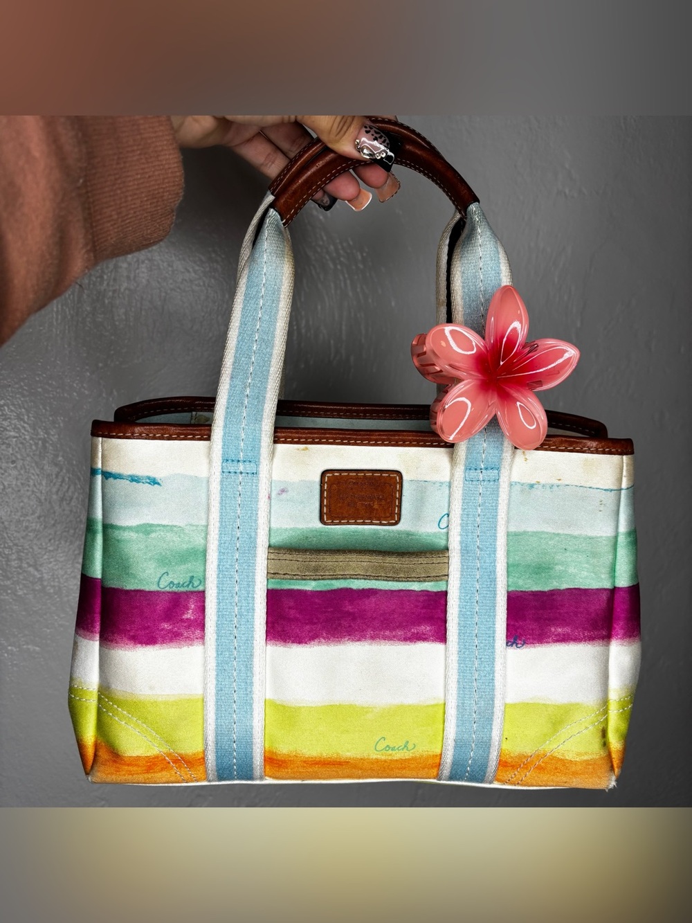 2007  colorful stripe small Coach Tote handbag (PROJECT BAG)